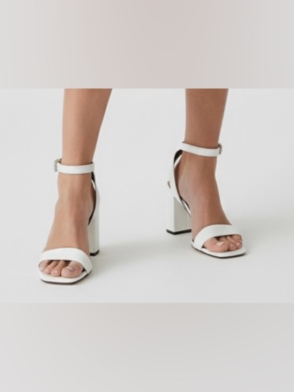 Michael Kors White Ankle-Strap Block Heel Sandals